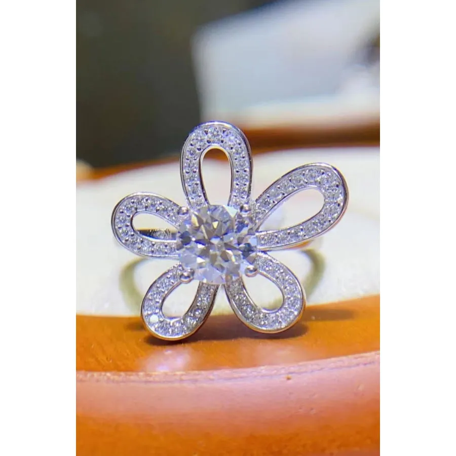 1 Carat Moissanite Flower-Shape Open Ring