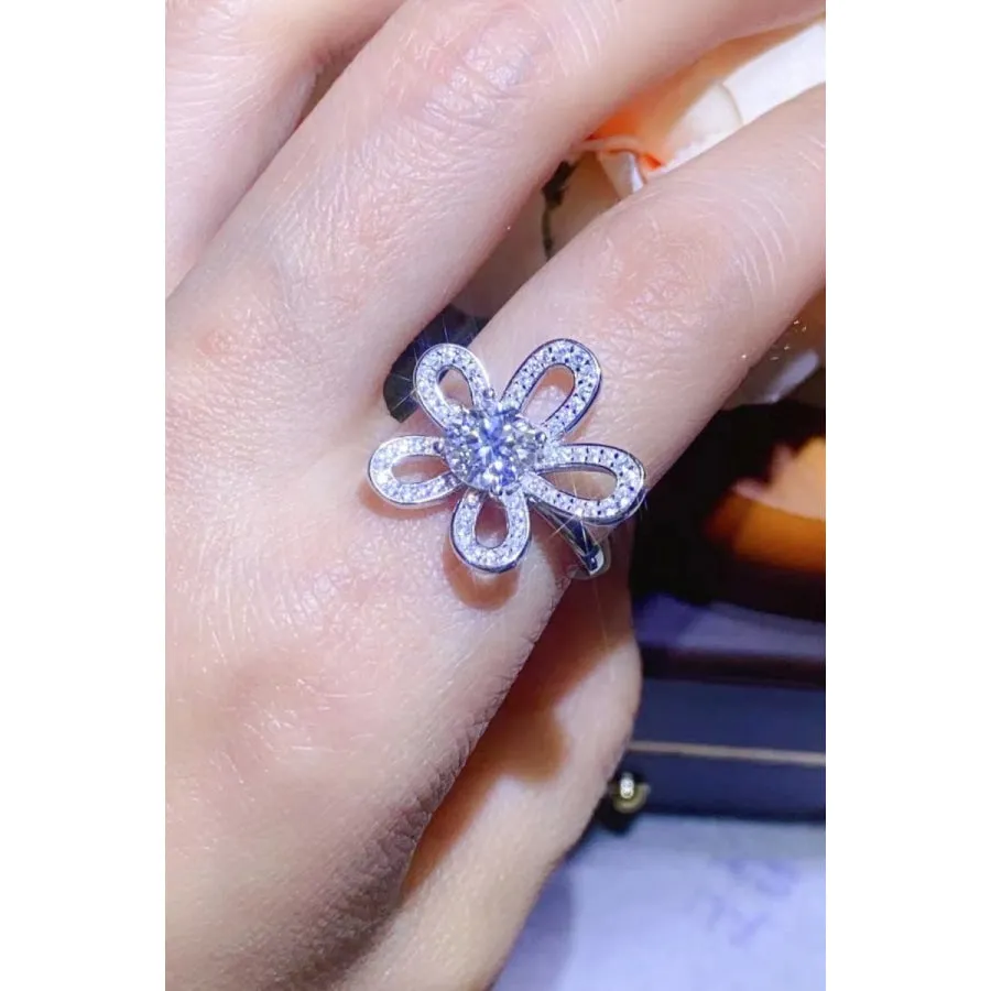 1 Carat Moissanite Flower-Shape Open Ring