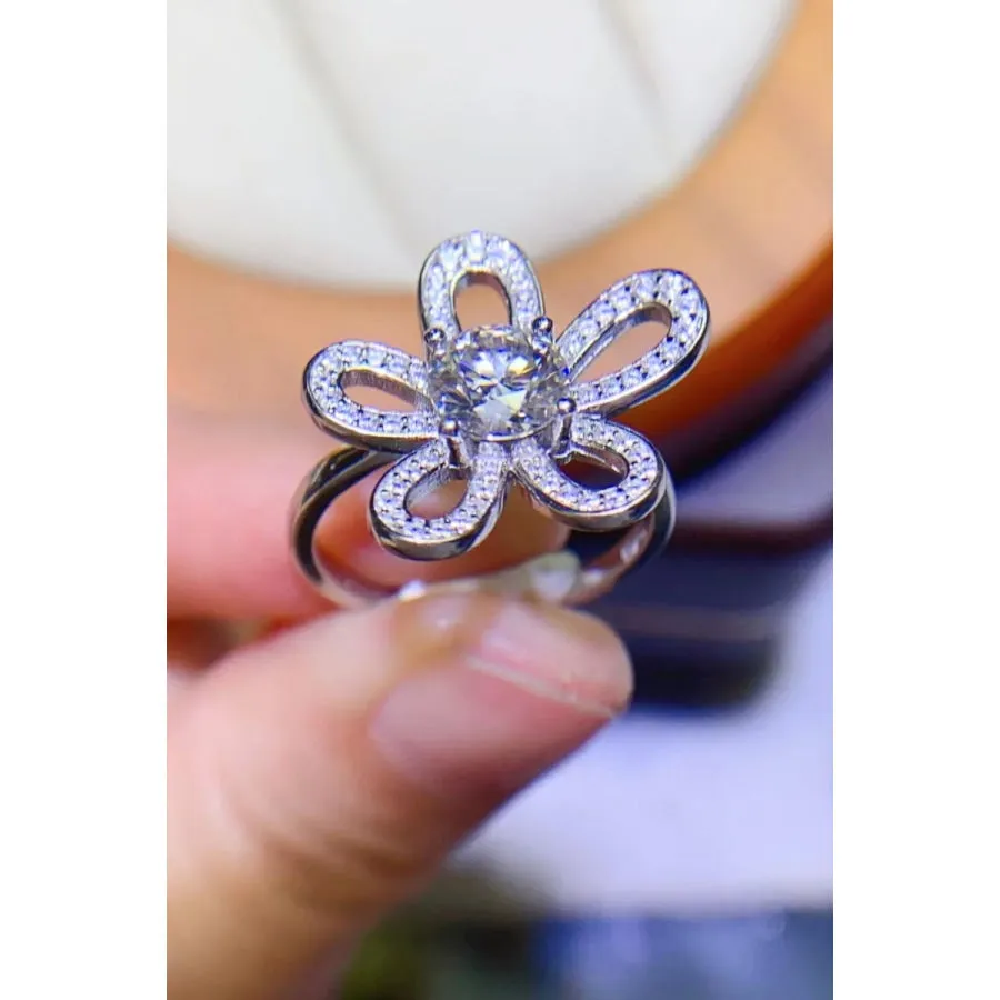 1 Carat Moissanite Flower-Shape Open Ring