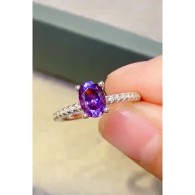 1 Carat Purple Moissanite 4-Prong Ring