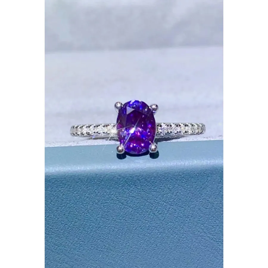 1 Carat Purple Moissanite 4-Prong Ring