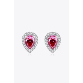 2 Carat Moissanite Teardrop Stud Earrings in Rose