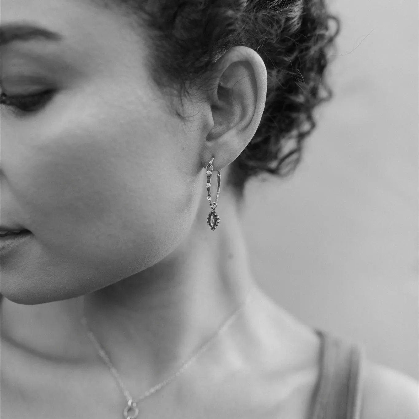 ACORN RIVETED Midi Hoops - Silver