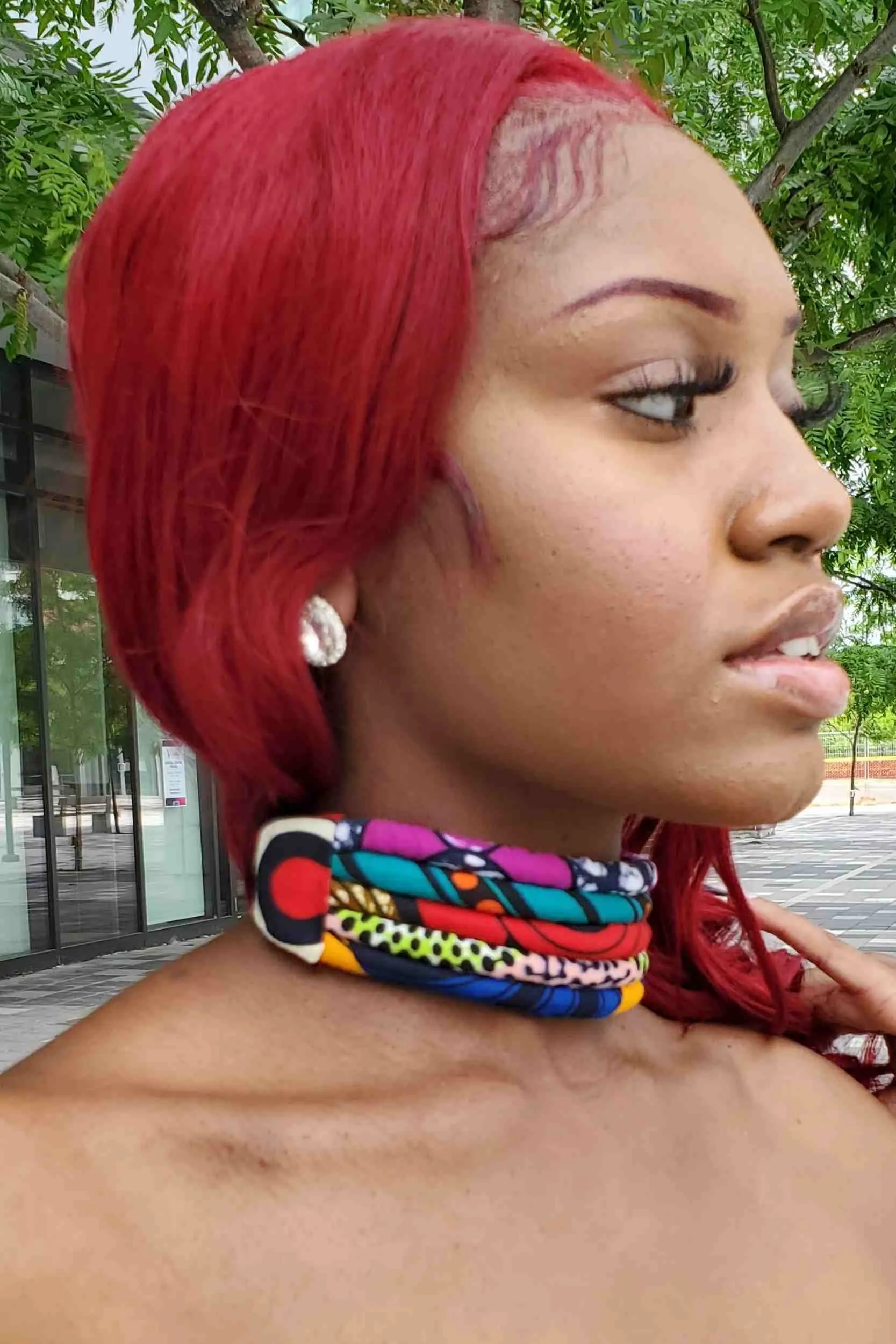 African Print Layered Choker Necklace (5-Layers)