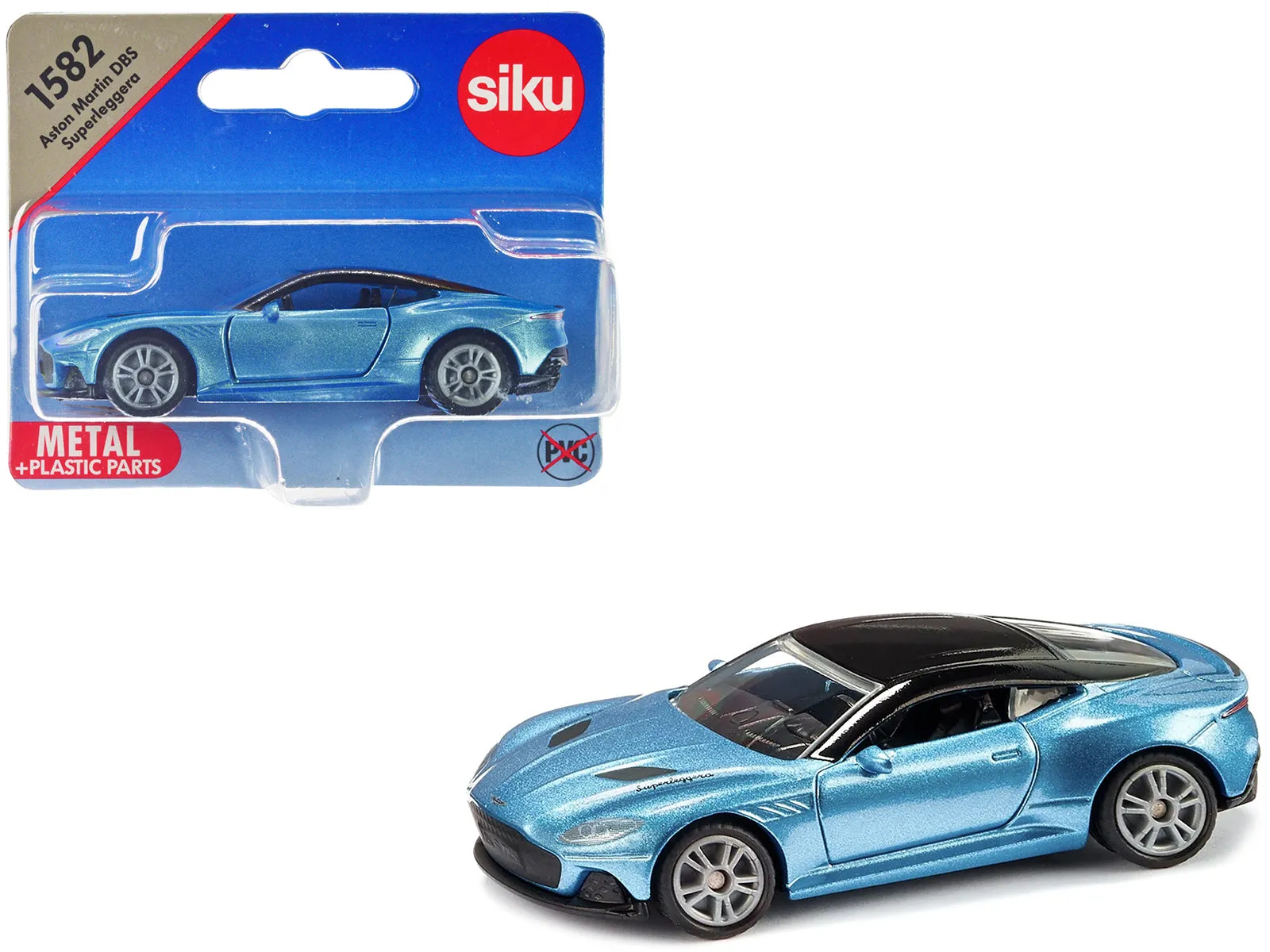 Aston Martin DBS Superleggera Blue Metallic with Black Top Diecast Model Car by Siku