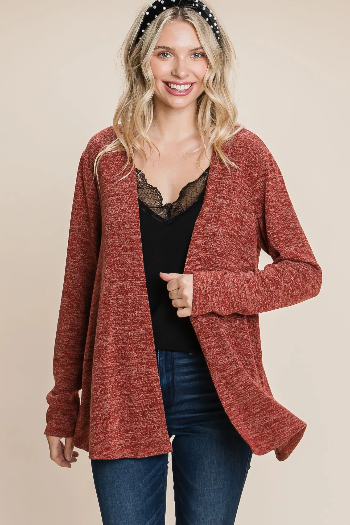 Carefree Comfort Cardigan in Rust