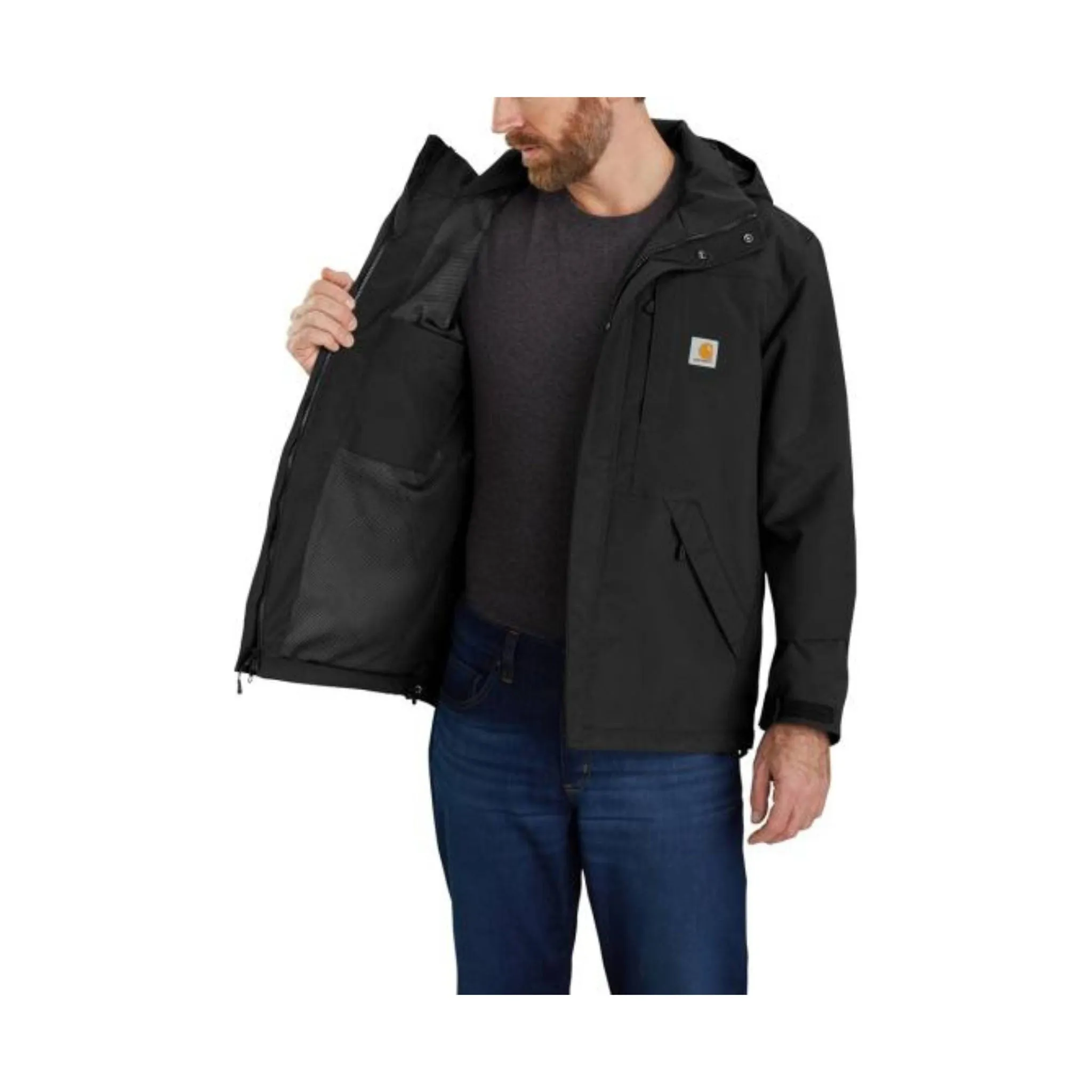 Carhartt Men's Storm Defender Loose Fit Heavy Weight Rain Jacket - Black