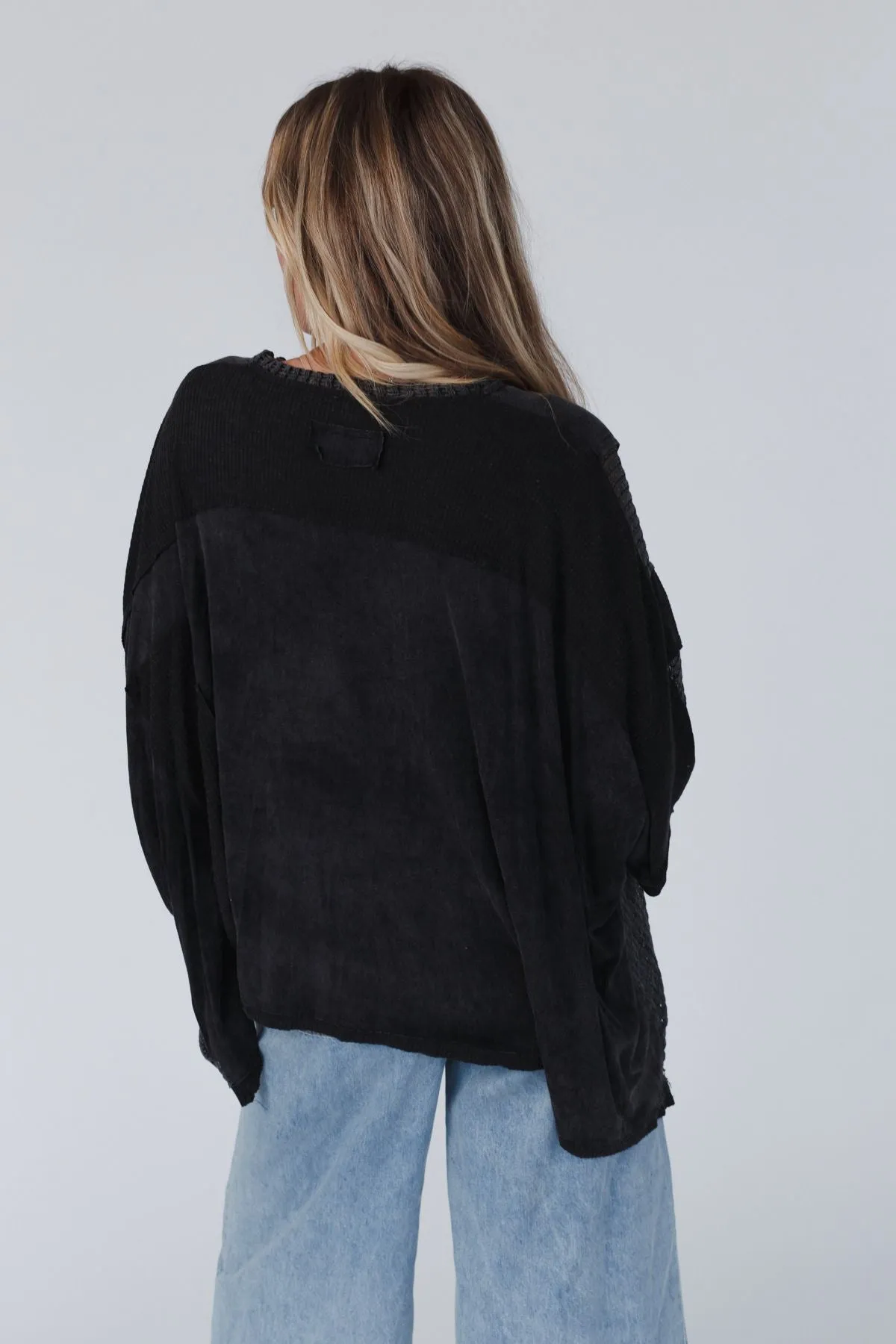 City Drifter Oversized Contrast Top - Black