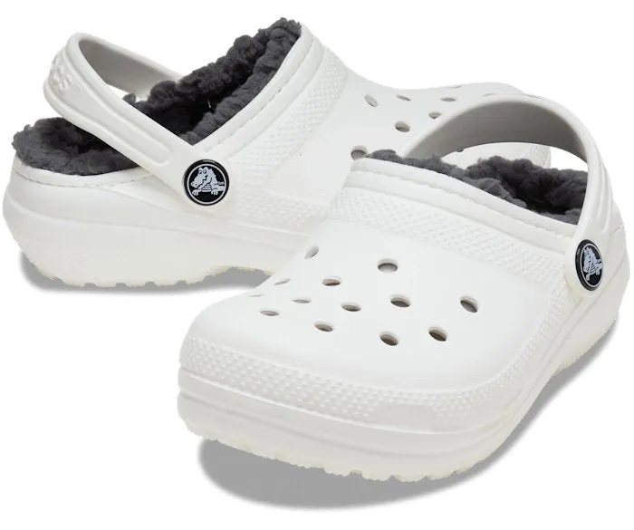 Crocs Toddler Classic Lined Clog - White/Grey