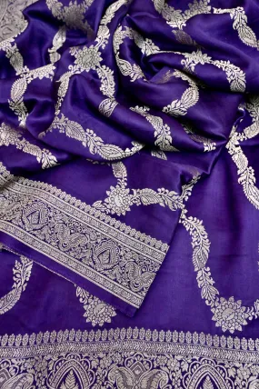 Deep Purple Color Satin Banarasi Silk Saree