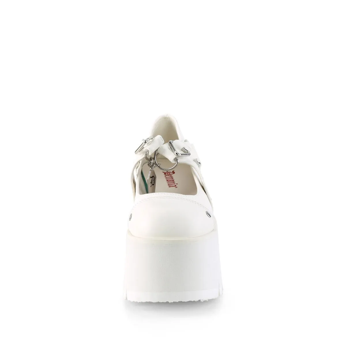 Demonia ASHES-33 | White Vegan Leather Mary Janes