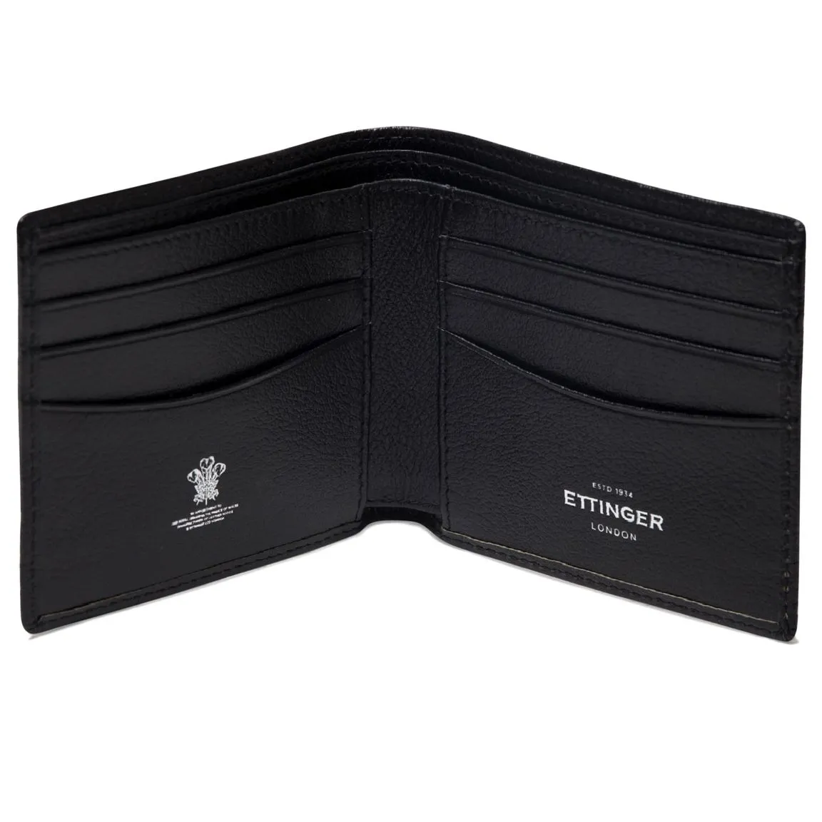 Ettinger Black Capra Leather 6 C/C Billfold Wallet