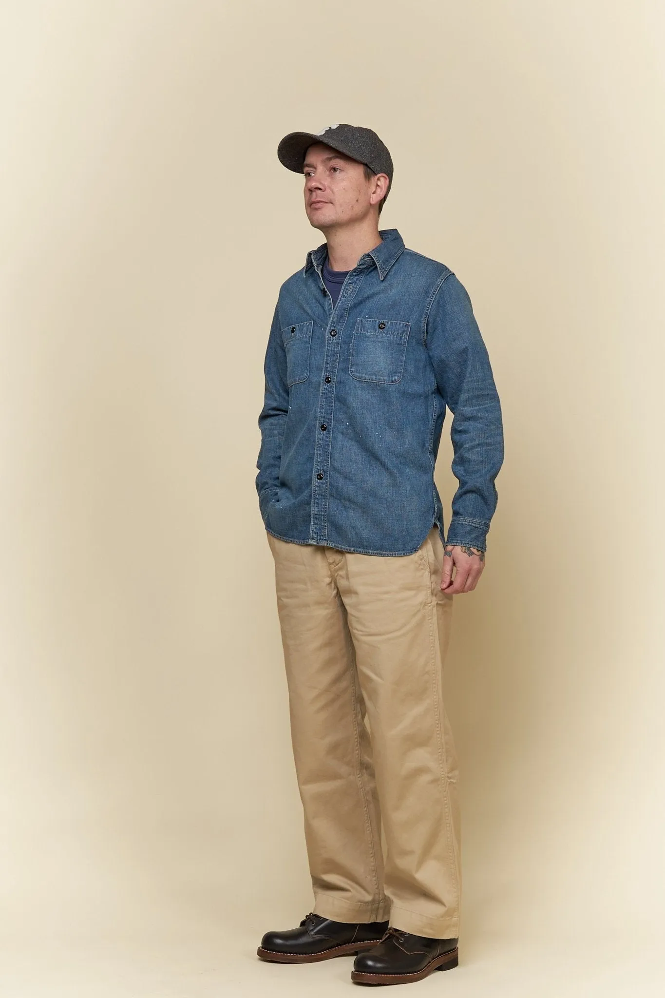 Fullcount Hand Wash Denim Work Shirt - Indigo