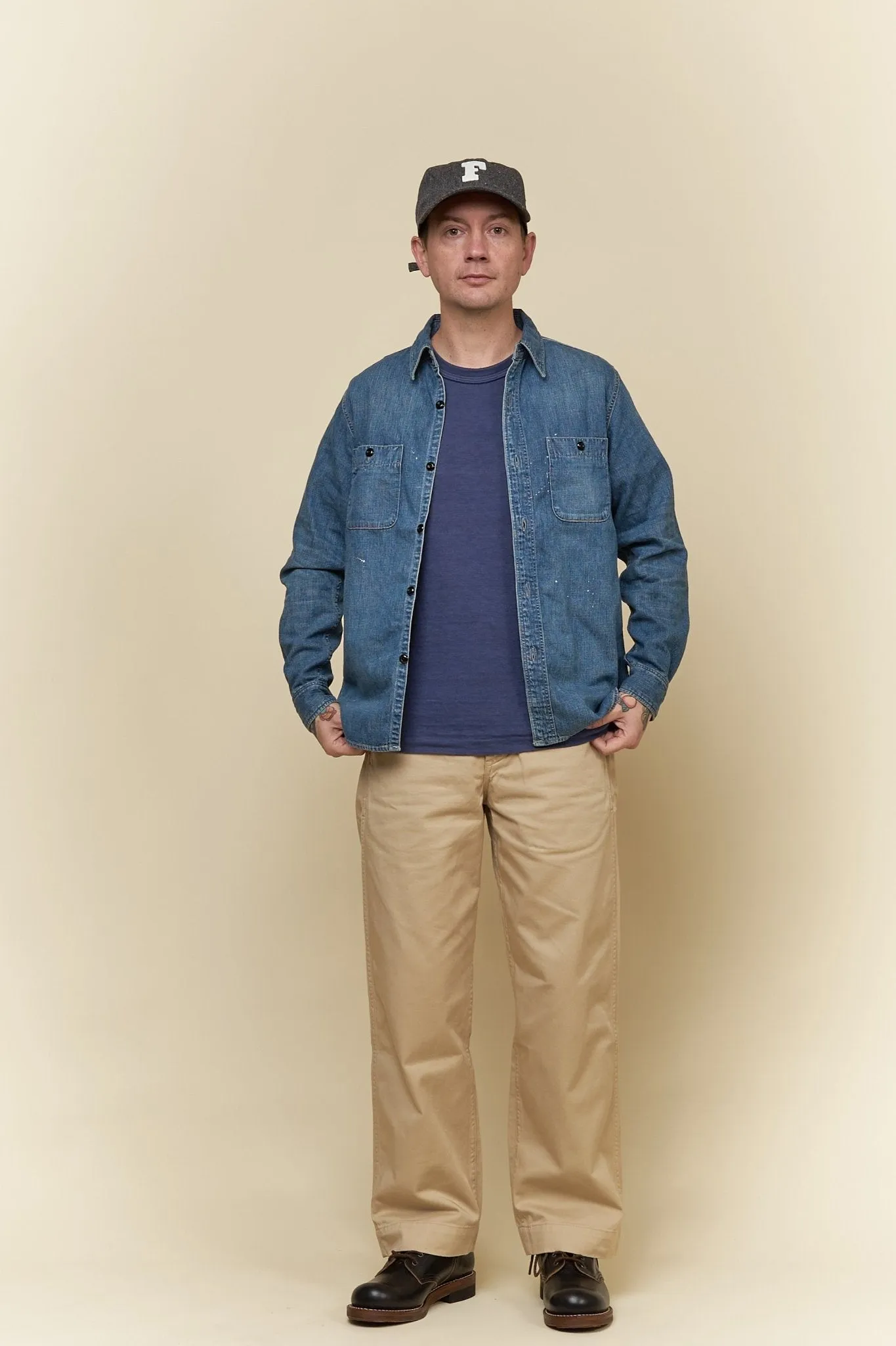 Fullcount Hand Wash Denim Work Shirt - Indigo