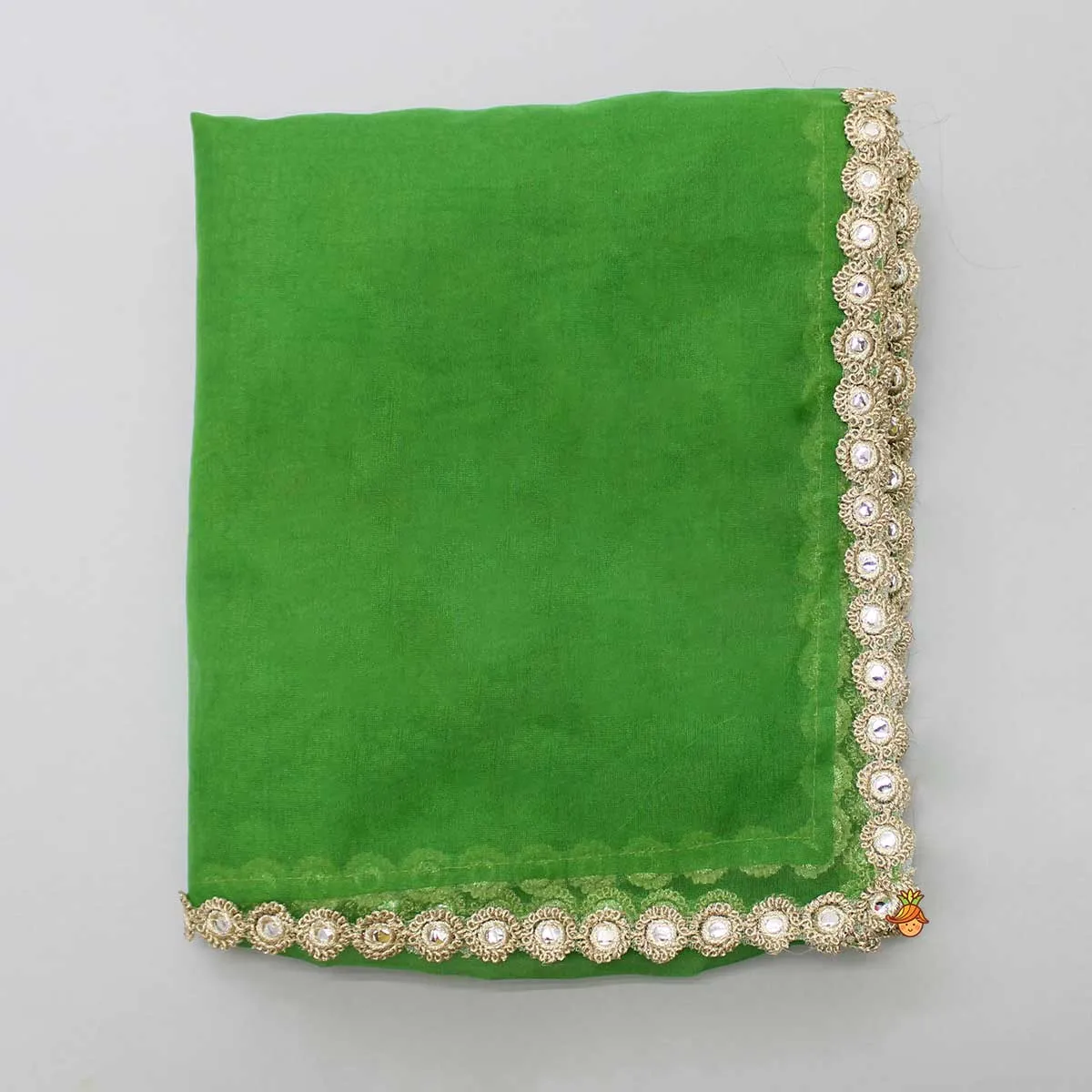 Green Organza Lace Work Dupatta