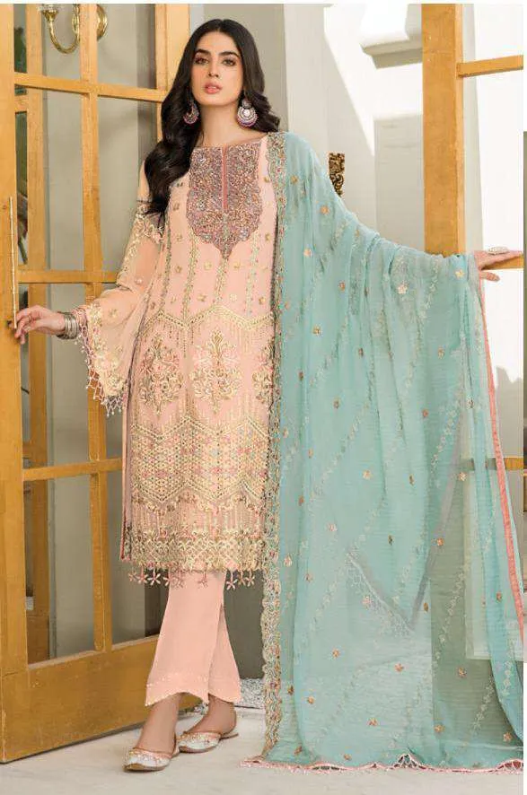 HIT PEACH GEORGETTE DESIGNER PARTY WEAR SUITS