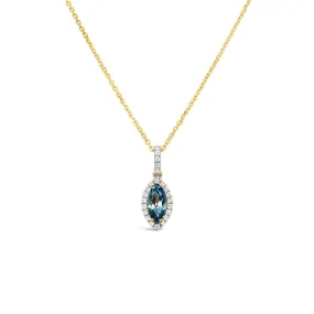 Irisa by Martin Binder Marquise Aquamarine & Diamond Halo Necklace