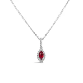 Irisa by Martin Binder Marquise Ruby & Diamond Halo Necklace