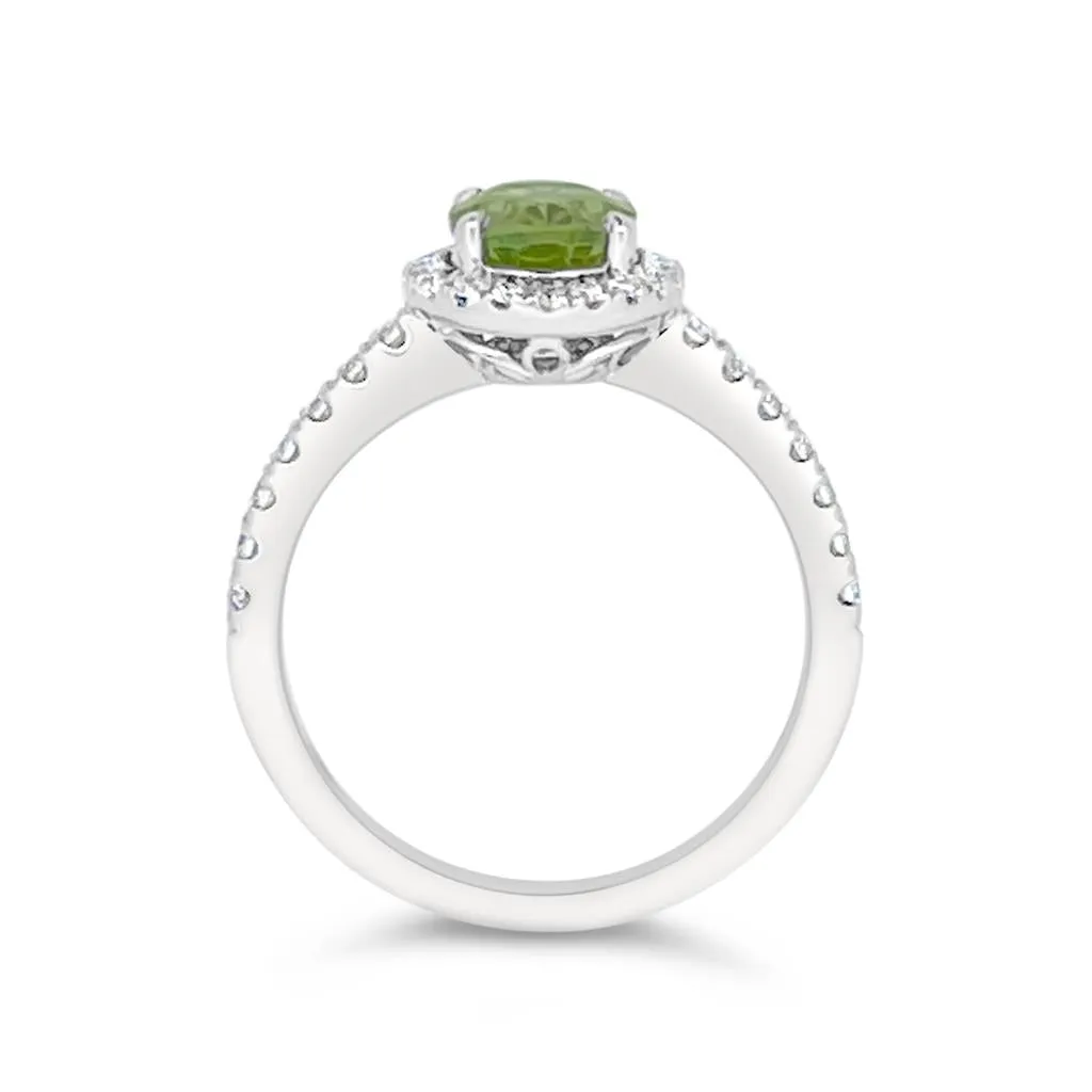 Irisa by Martin Binder Oval Peridot & Diamond Halo Ring