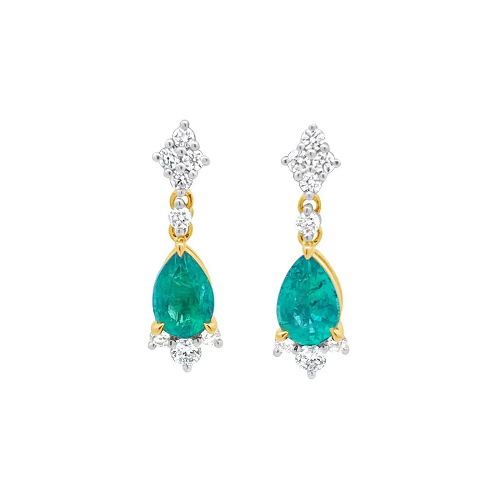 Irisa by Martin Binder Pear Emerald & Diamond Dangle Earrings