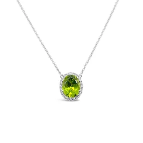 Irisa by Martin Binder Peridot & Diamond Halo Pendant Necklace