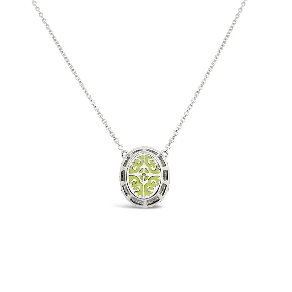 Irisa by Martin Binder Peridot & Diamond Halo Pendant Necklace