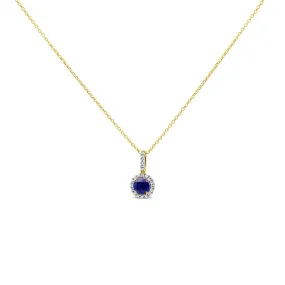 Irisa by Martin Binder Round Blue Sapphire & Diamond Halo Necklace