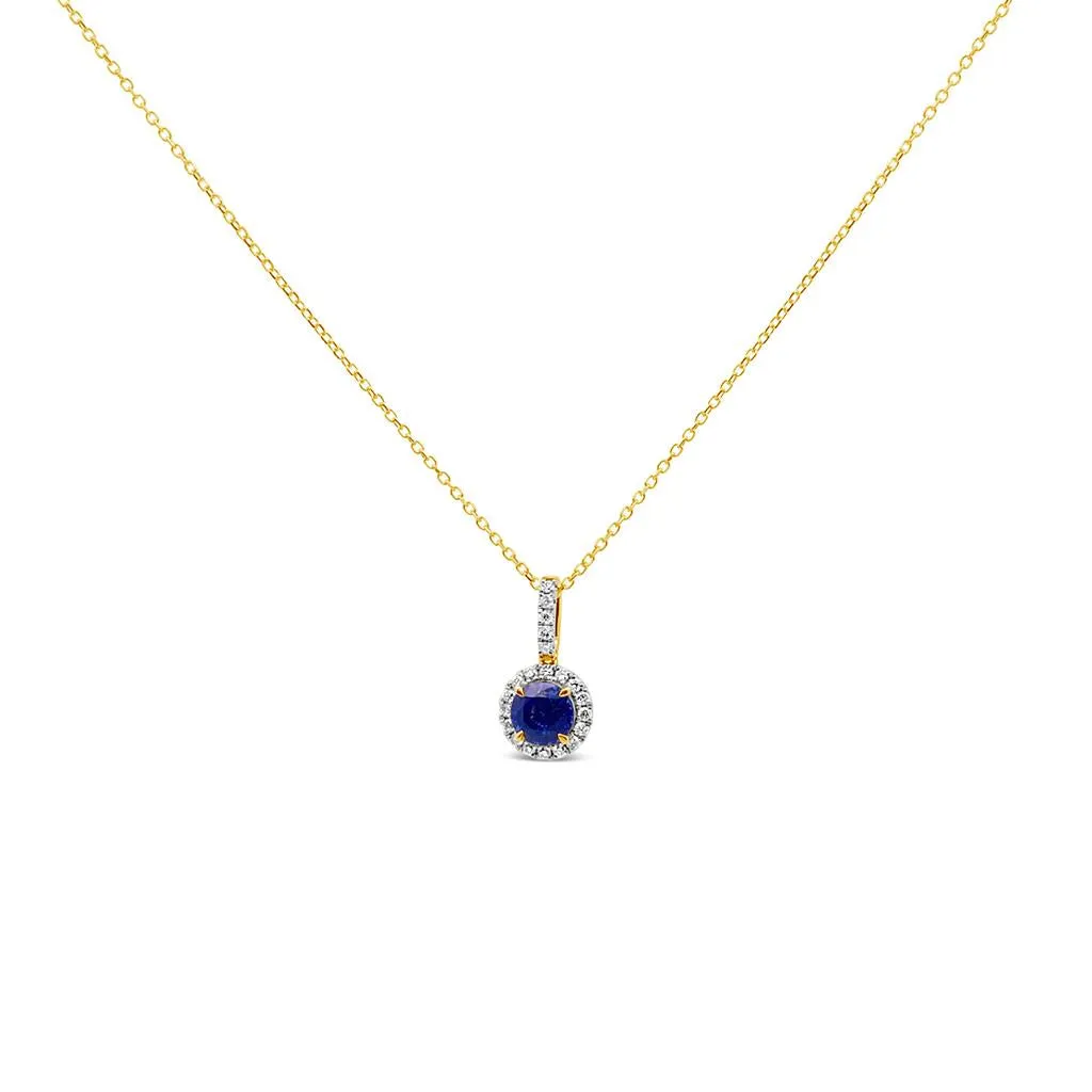 Irisa by Martin Binder Round Blue Sapphire & Diamond Halo Necklace