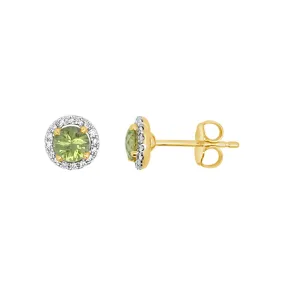 Irisa by Martin Binder Round Peridot & Diamond Halo Earrings