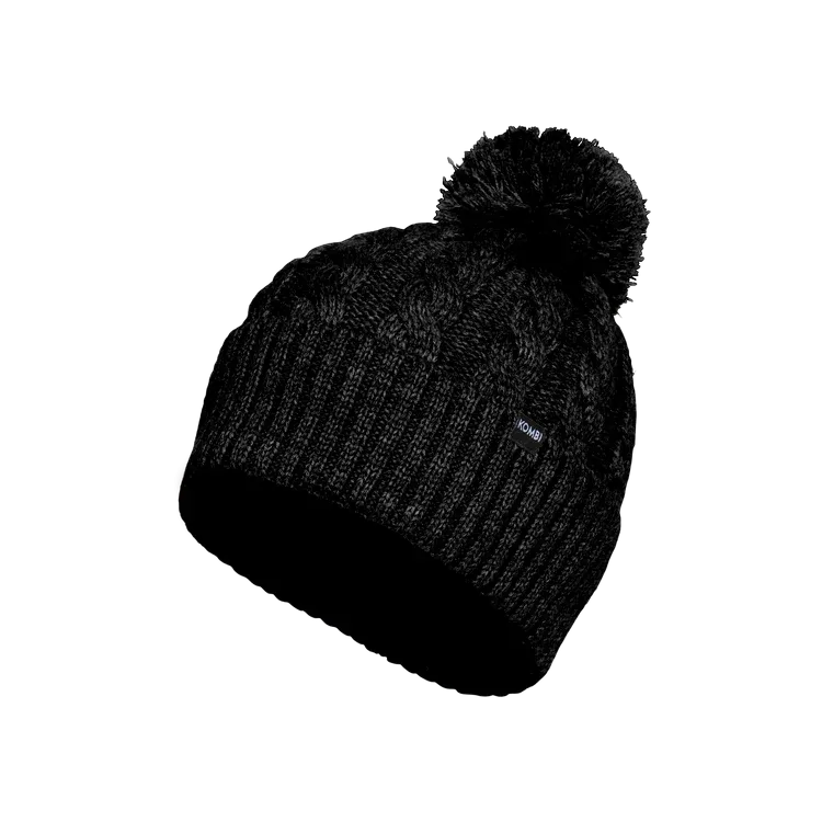 Kombi Black Braidy Merino Pom Pom Junior Hat