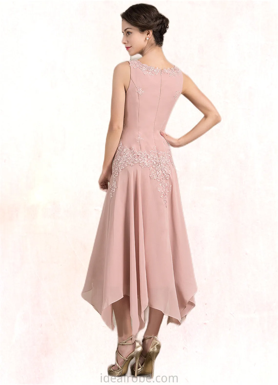 Milagros A-Line V-neck Ankle-Length Chiffon Mother of the Bride Dress With Appliques Lace Sequins STK126P0014855