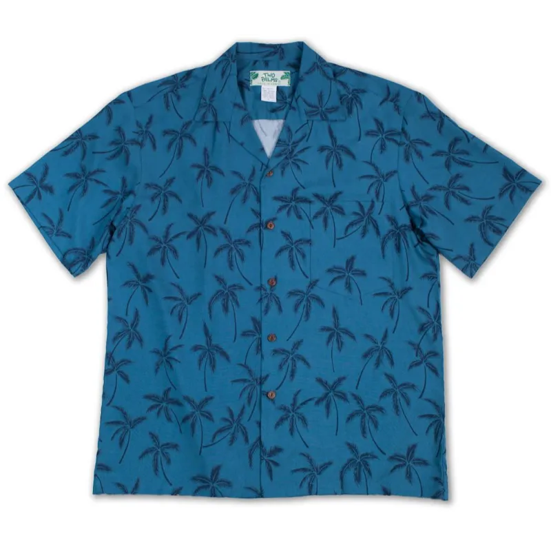 Palm Tree Simple Hawaiian Shirt | Lighter Blue