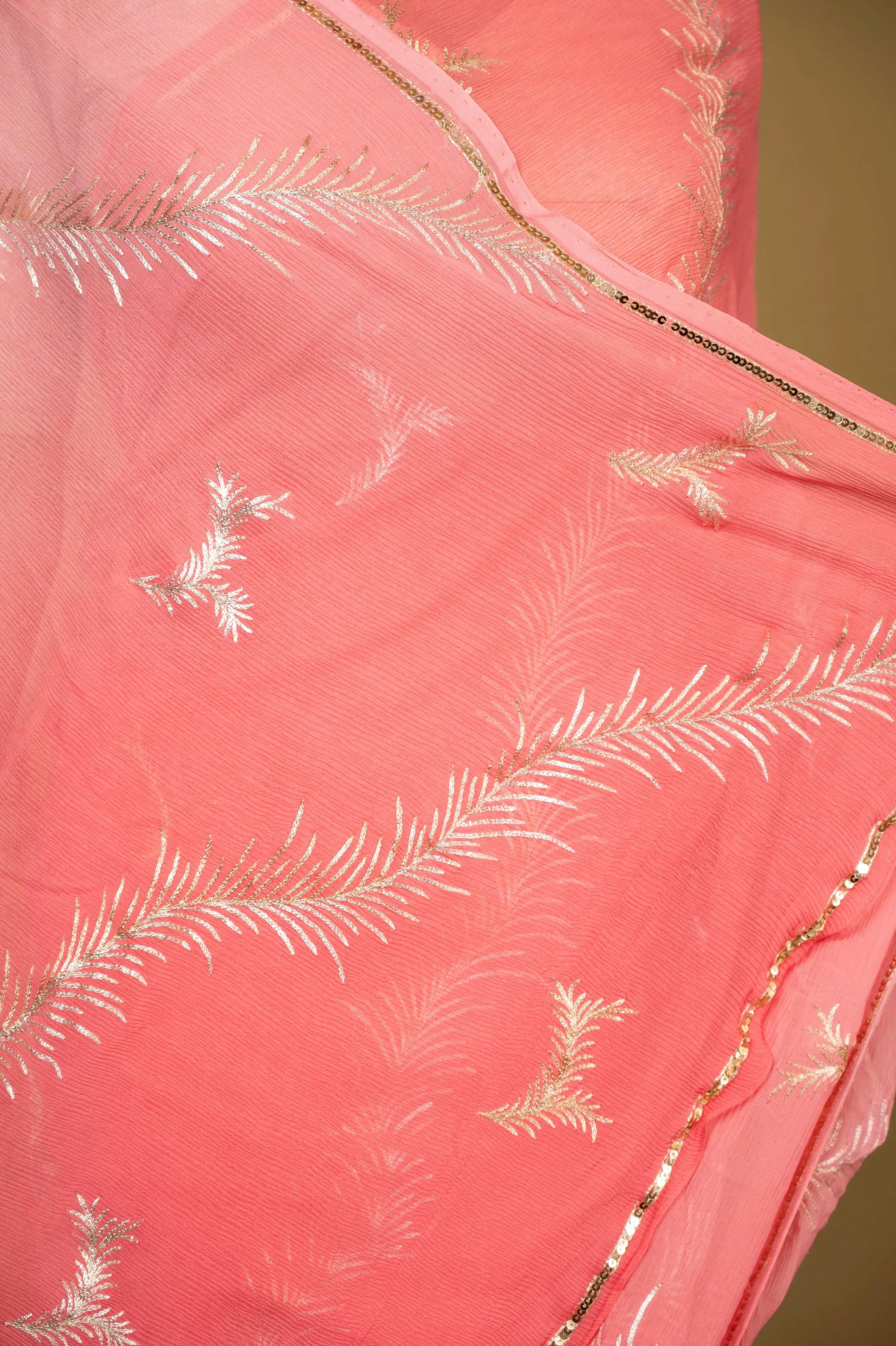 Peach Chiffon Saree