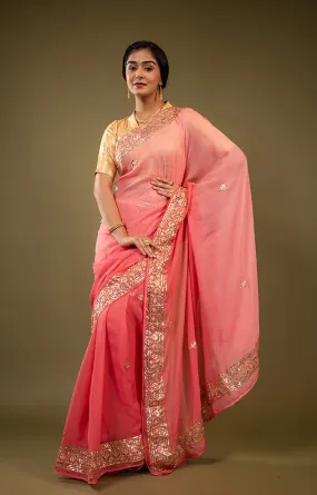 Pure Chiffon Gotapatti Work Saree