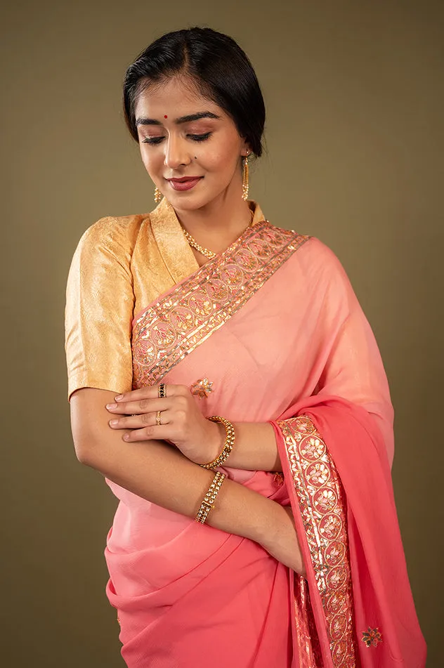 Pure Chiffon Gotapatti Work Saree