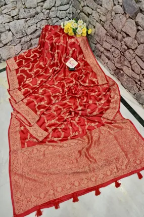 Red Color Satin Silk Banarasi Saree