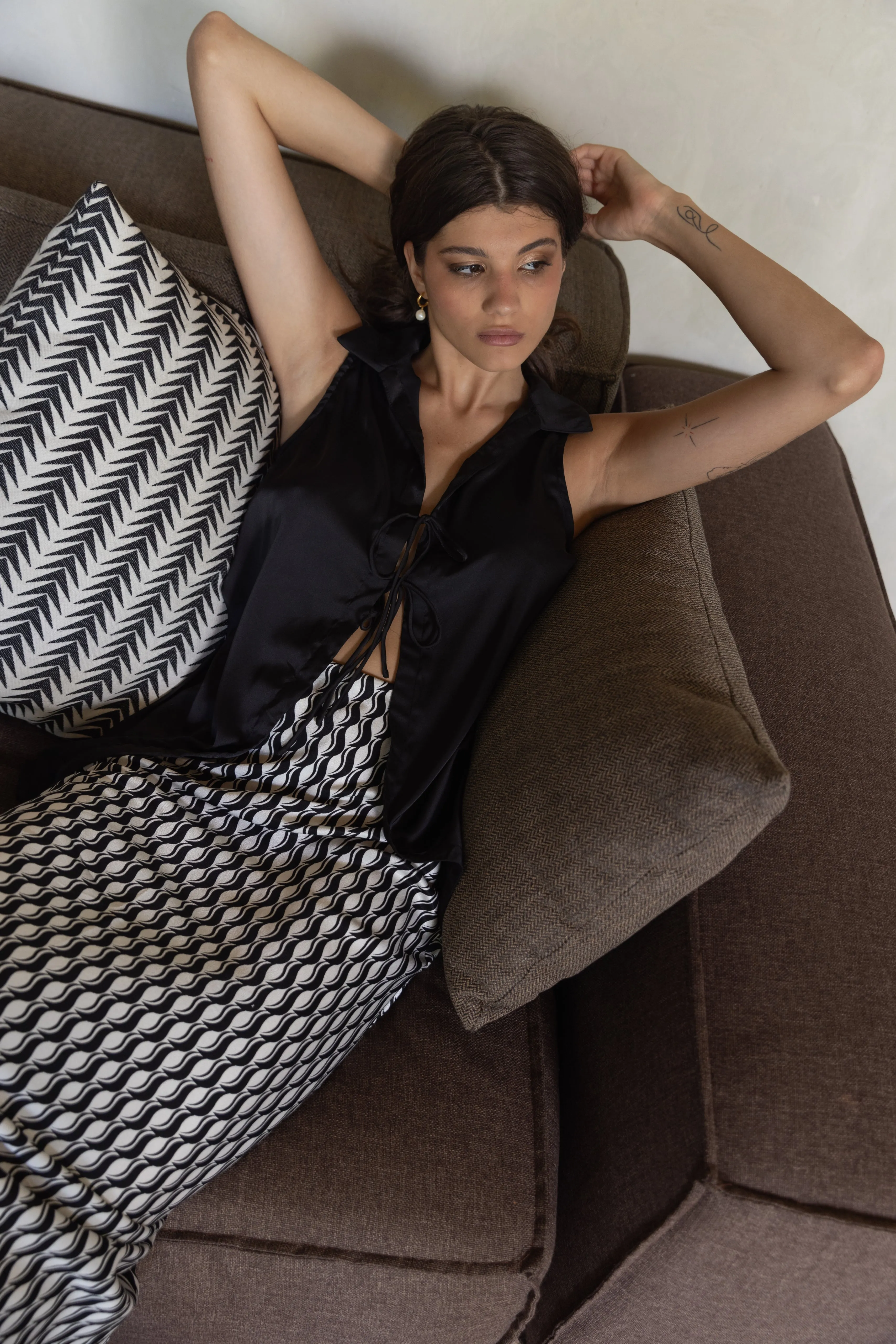 Saturday Skirt - Exclusive Black/White Small Geometric Print