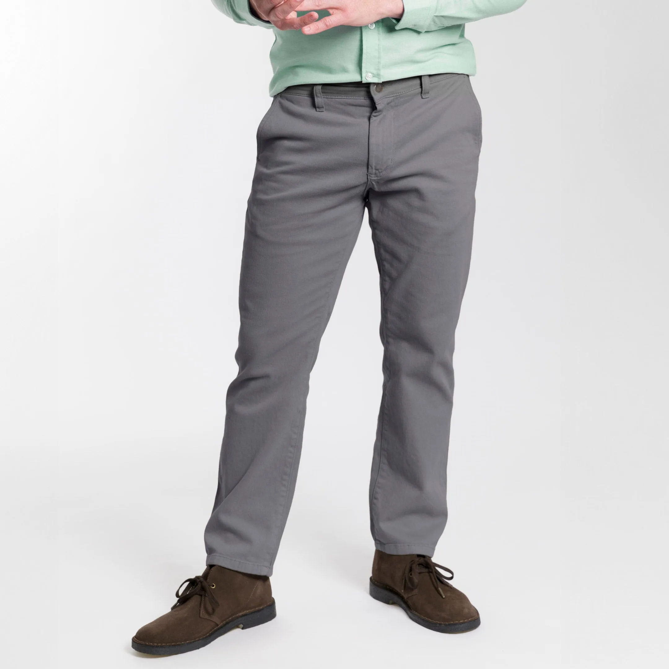 Straight Fit Charcoal Washed Stretch Chino