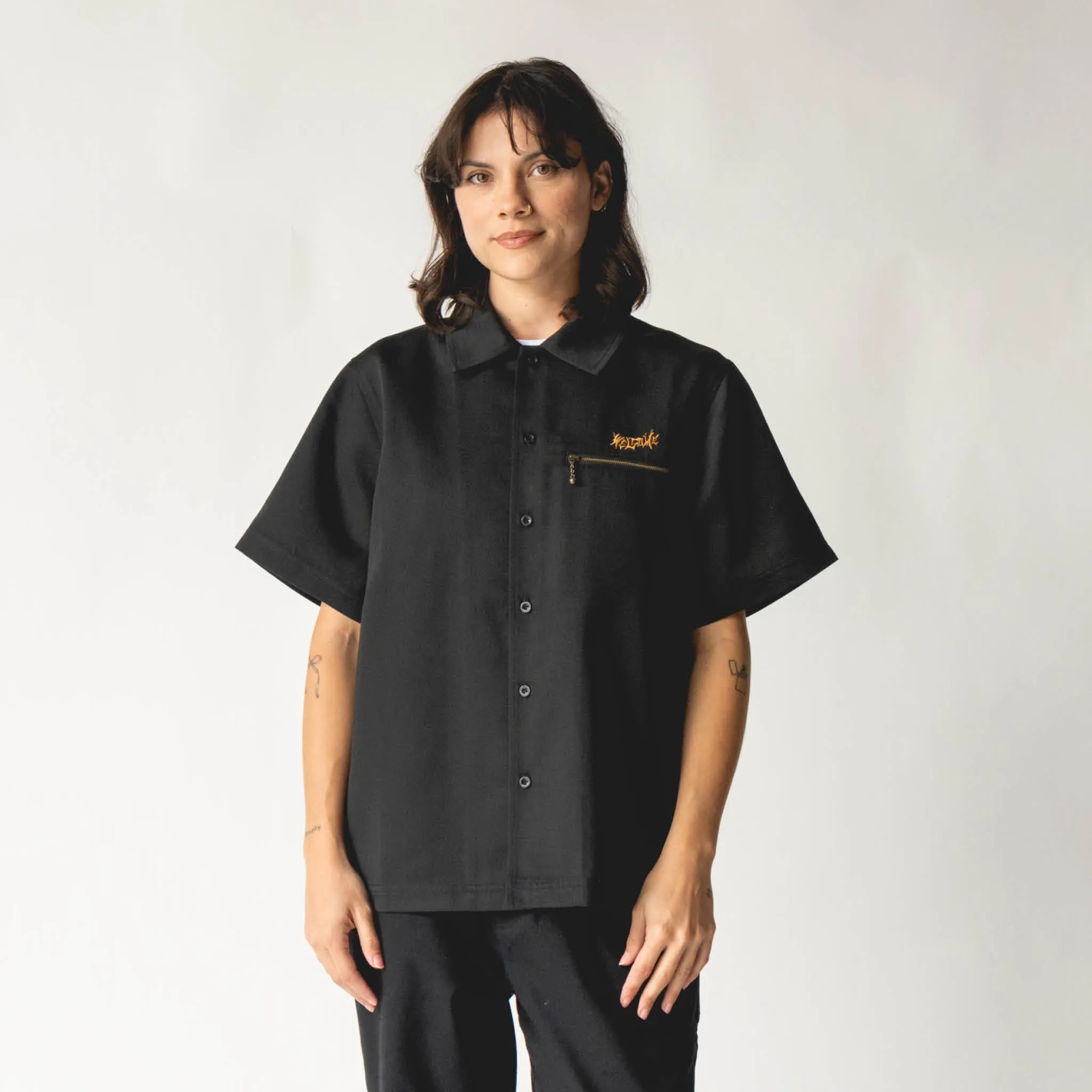 Venom Twill Work Shirt W/ Chain Stitch - Black